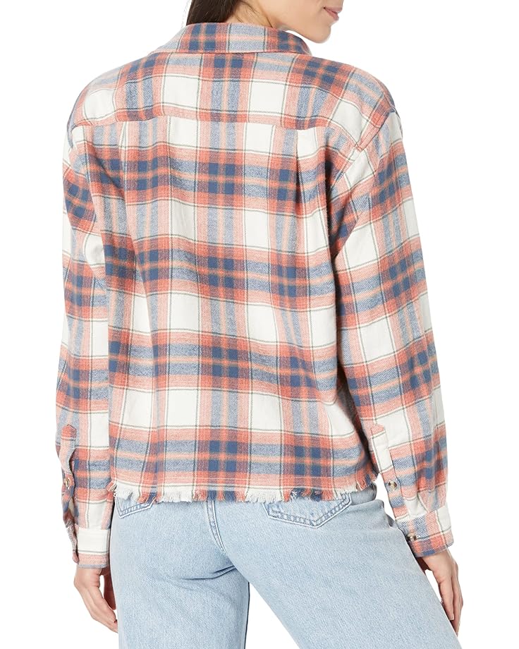 

Рубашка Lucky Brand Raw Edge Plaid Cropped Button-Down Shirt, цвет Cream Plaid