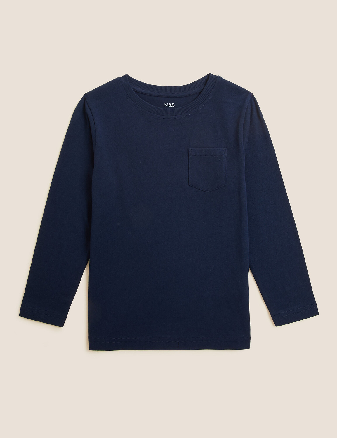 

Однотонный топ из чистого хлопка (2–7 лет) Marks & Spencer, темно-синий