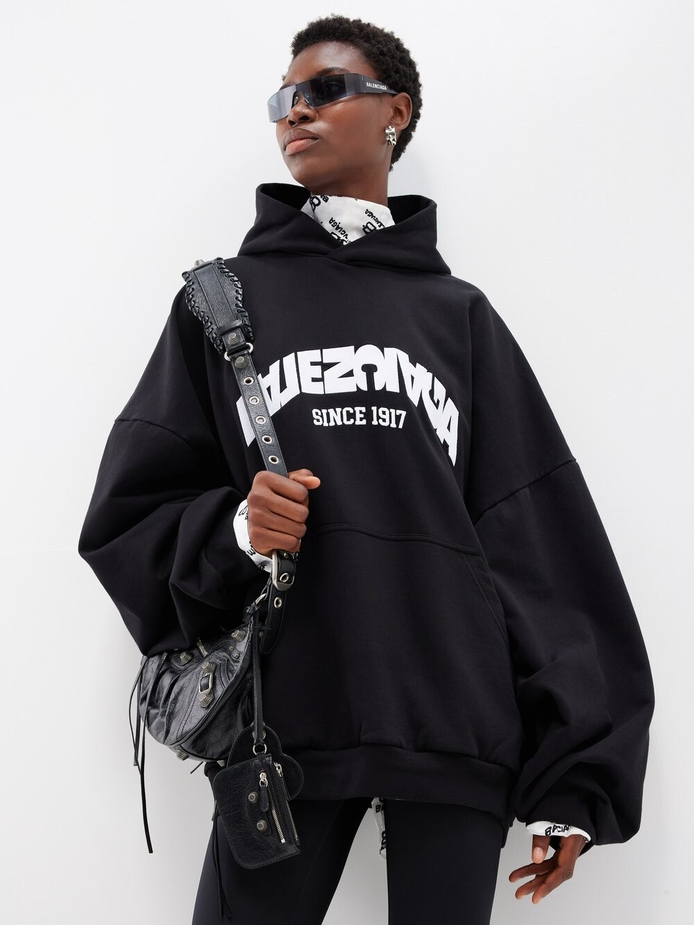 

Худи из хлопкового джерси с логотипом Balenciaga, черный