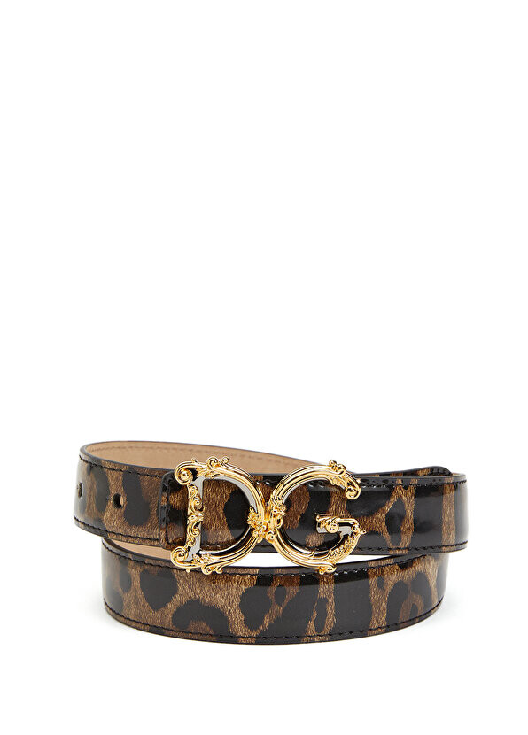 

Женский кожаный ремень с пряжкой с леопардовым логотипом Dolce&Gabbana