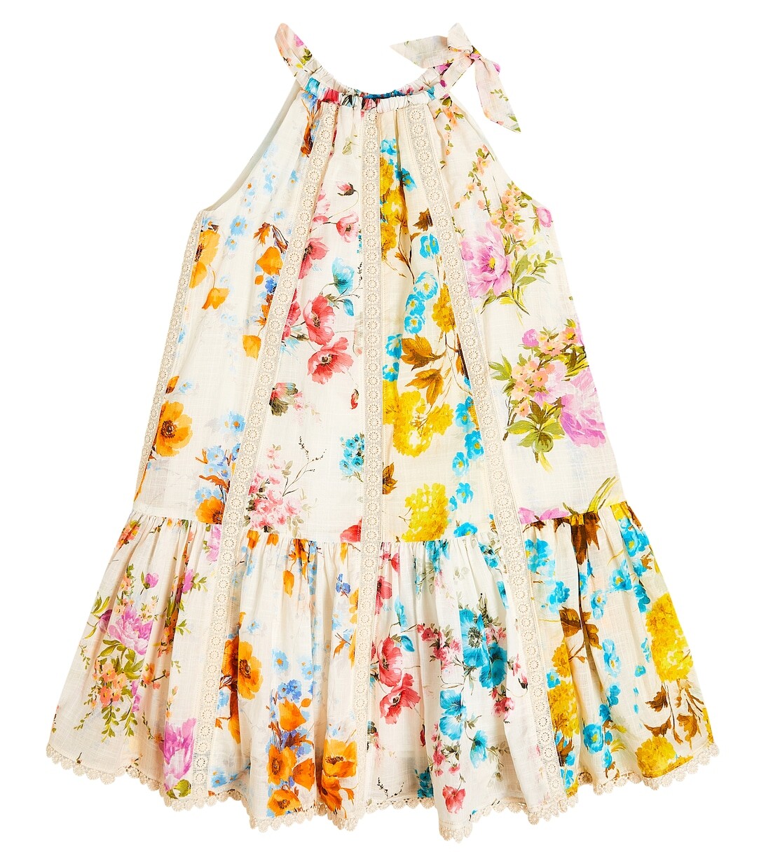 

Платье Halcyon с цветочным принтом Zimmermann Kids, белый
