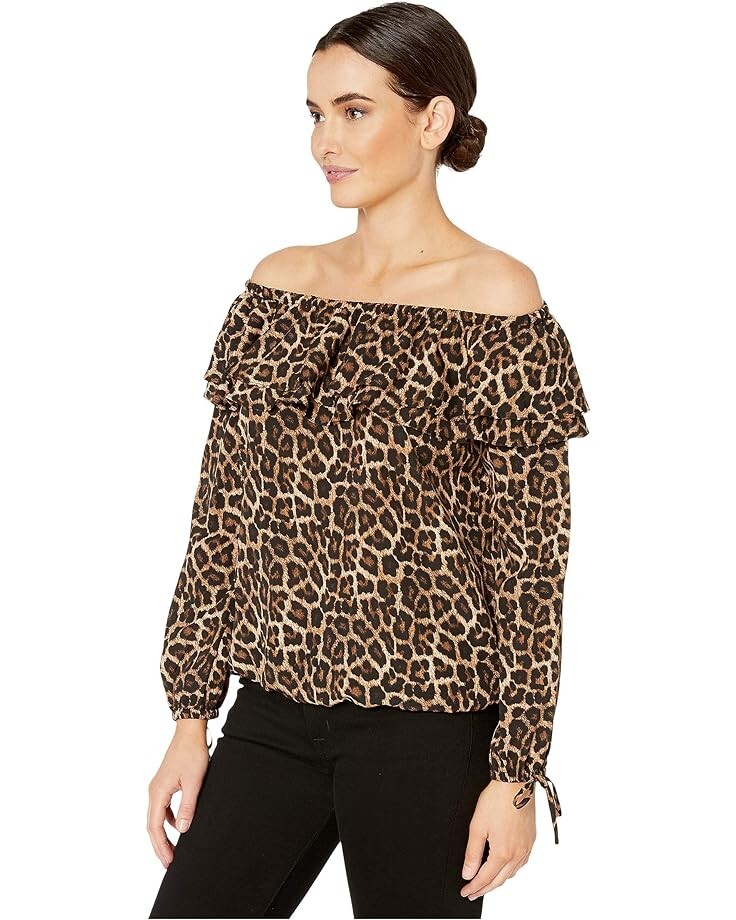 Топ Michael Kors Ruffle Peasant Top, цвет Dark Camel