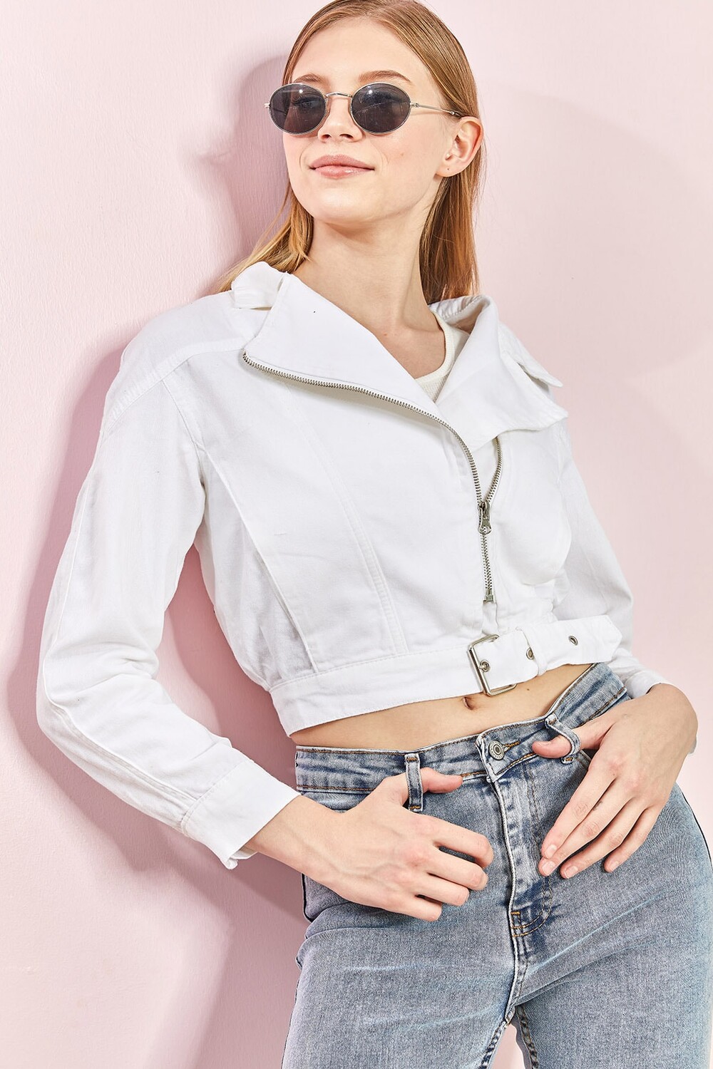 

Женская габардиновая куртка на молнии 2195 Bianco Lucci, белый