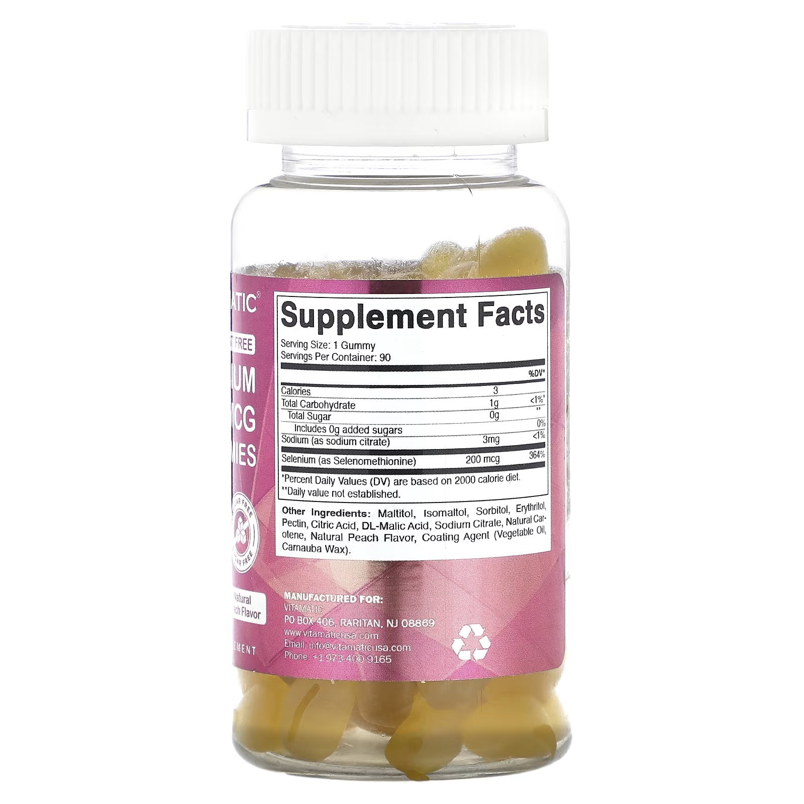 цена Пищевая добавка Vitamatic Selenium Natural Peach 200 мкг, 90 жевательных таблеток