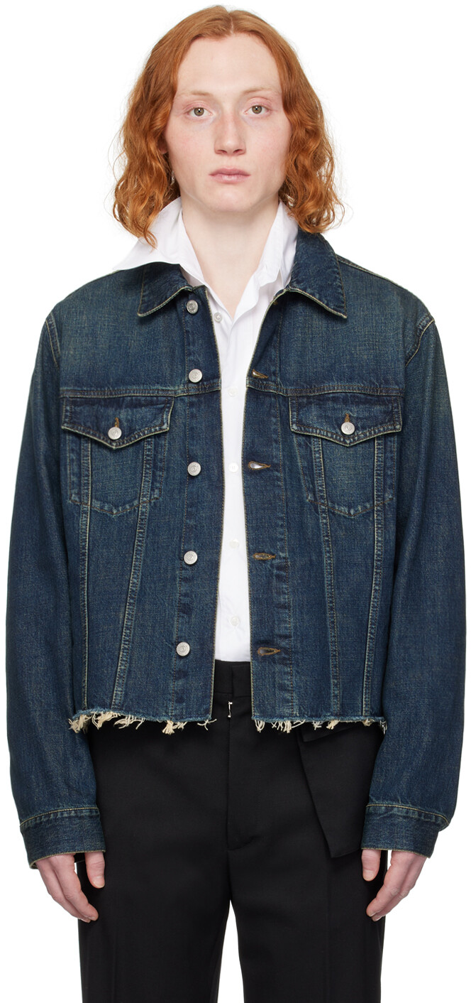 

Укороченная джинсовая куртка цвета индиго Mm6 Maison Margiela