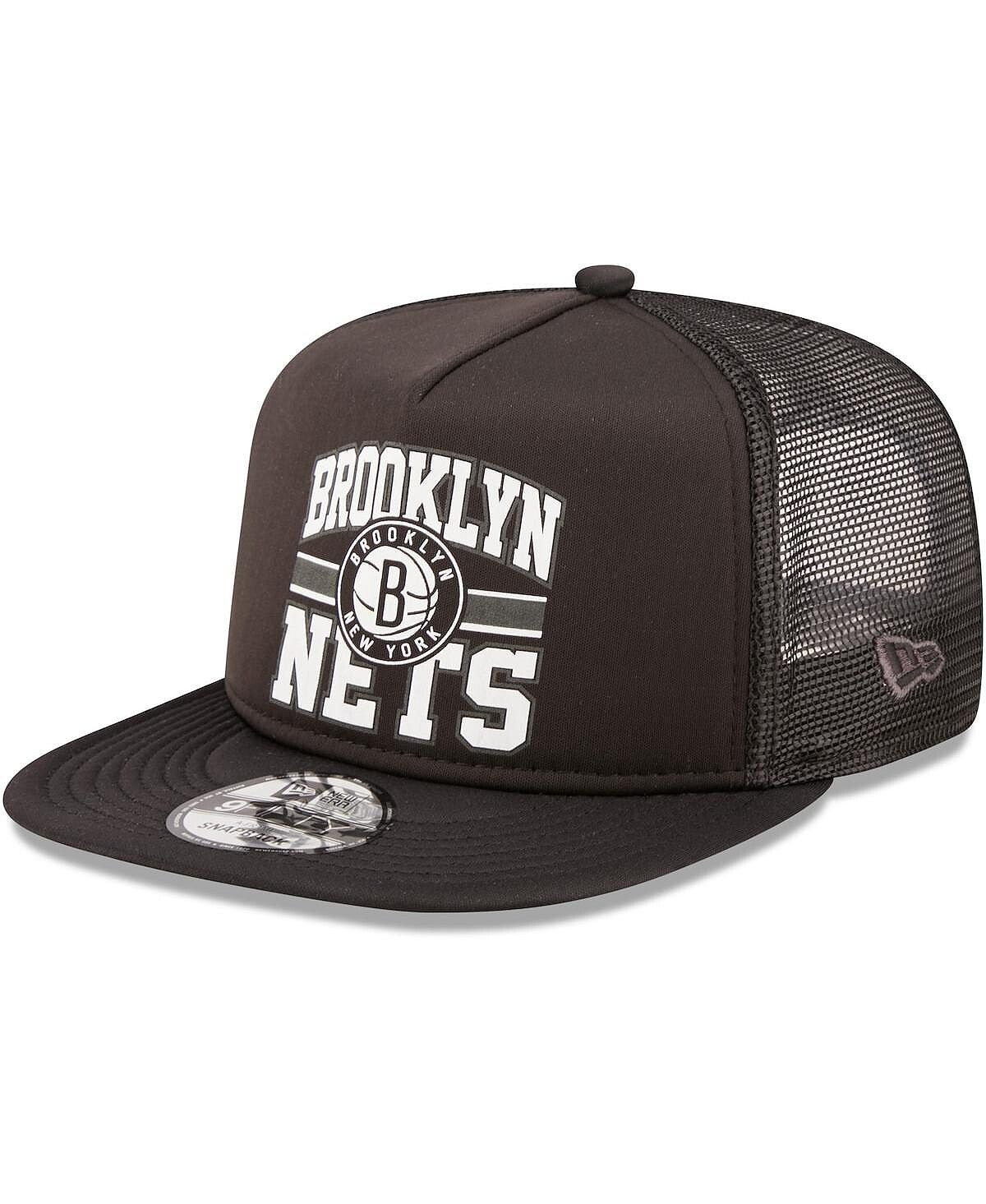 

Мужская черная кепка с логотипом Brooklyn Nets А-образной формы 9FIFTY Trucker Snapback New Era