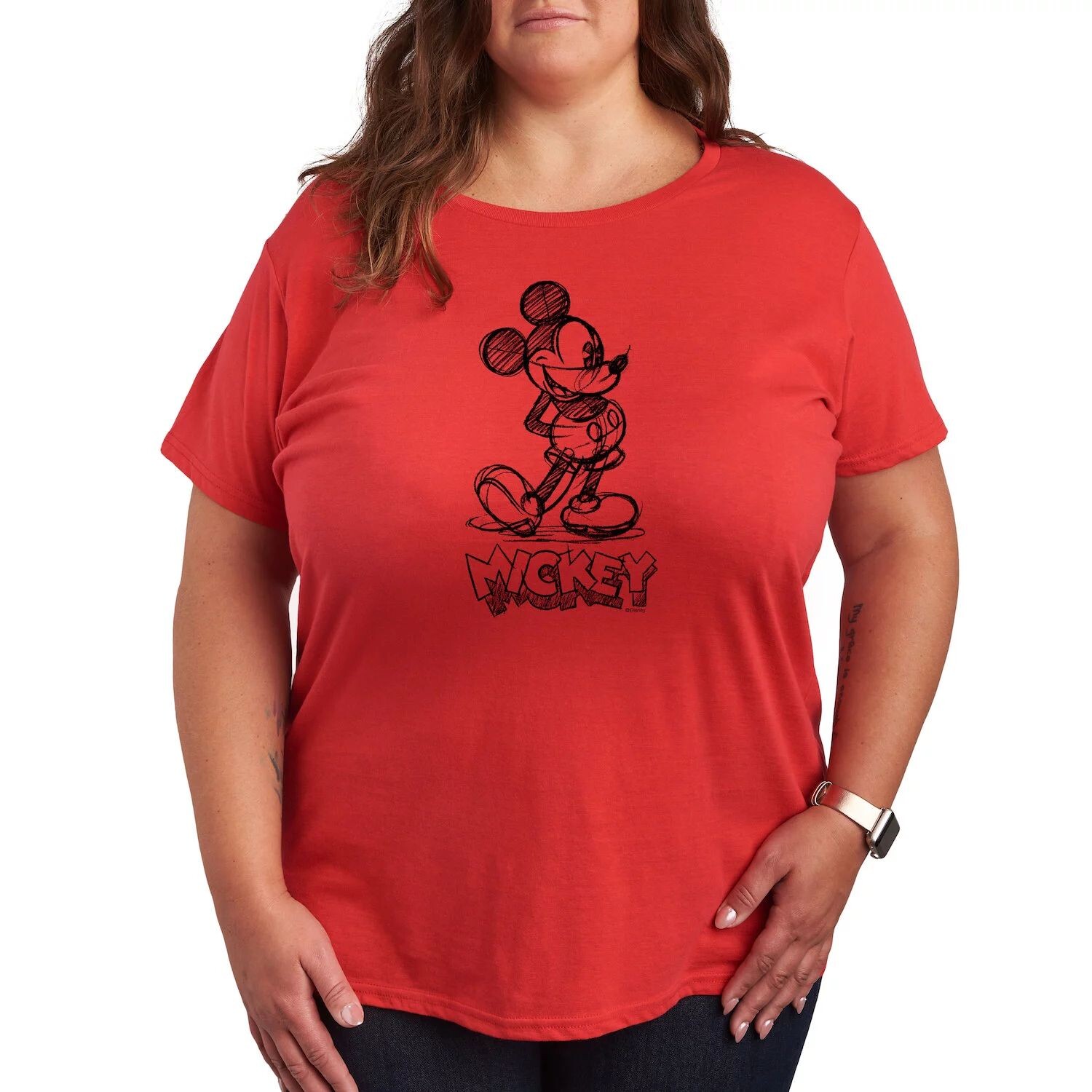 

Футболка Missy Plus Size с рисунком Микки Диснея Licensed Character, красный