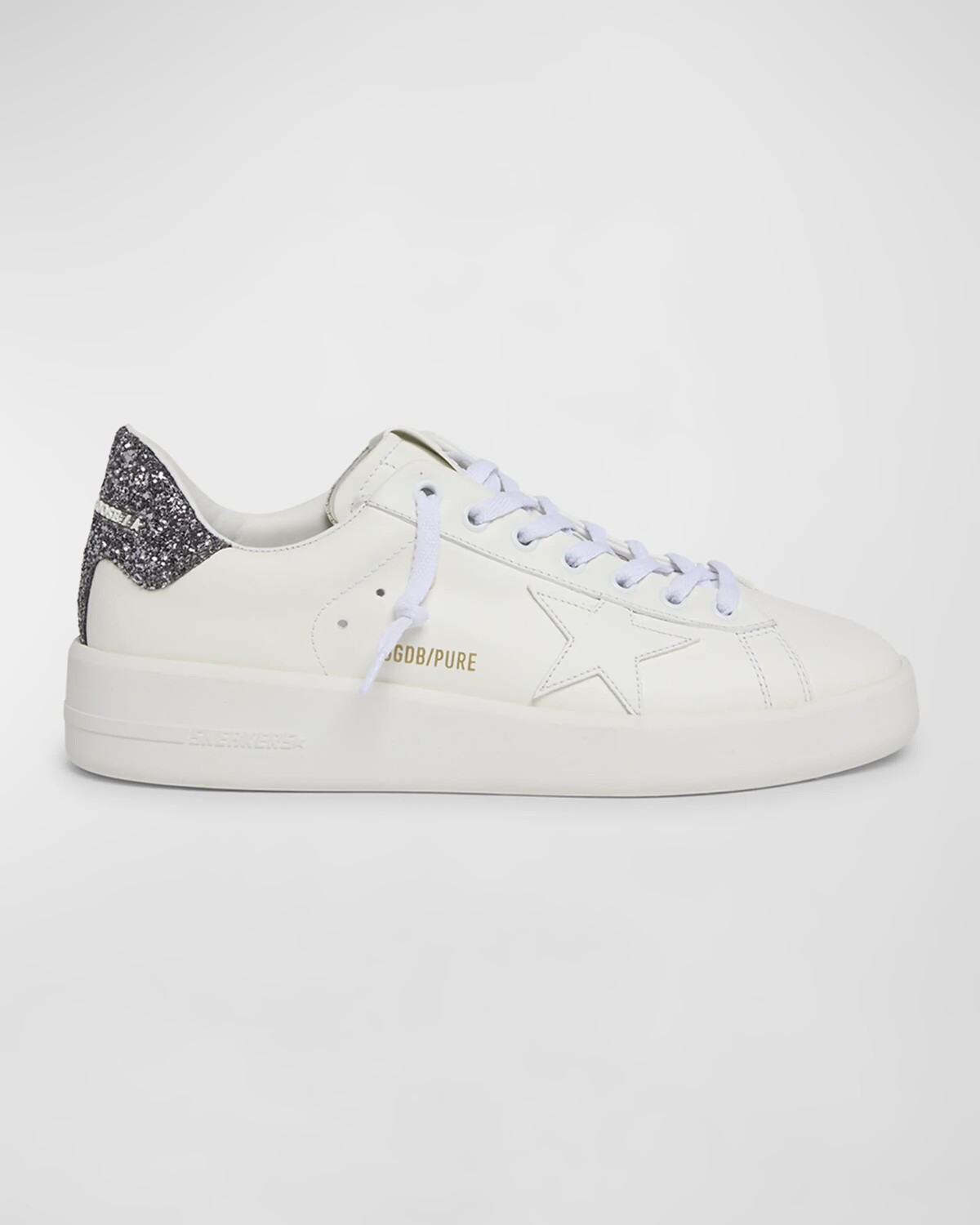 

Кожаные низкие кеды с блестками Pure Star Golden Goose, цвет White Antracite