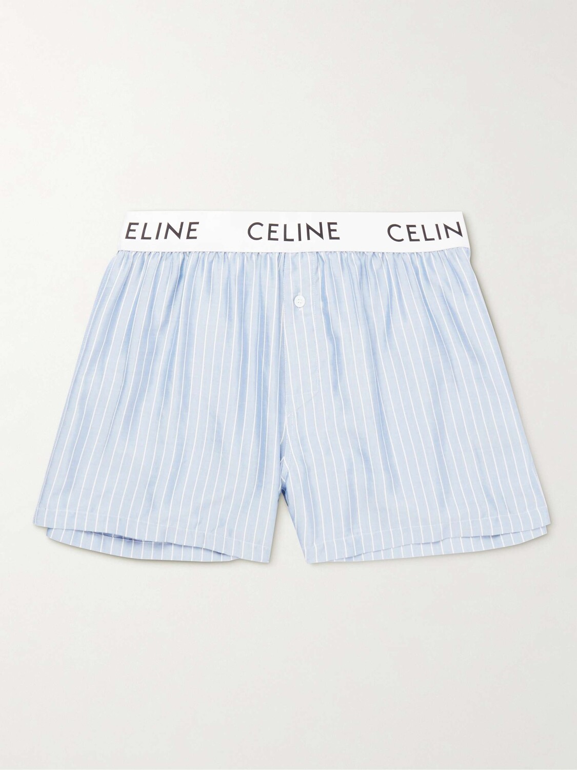

Прямые шелковые пижамные шорты в полоску Celine Homme, синий