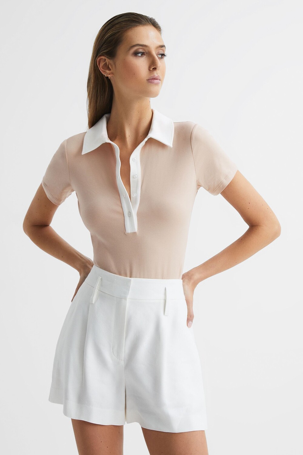 

Боди-поло Avery с короткими рукавами Reiss, белый