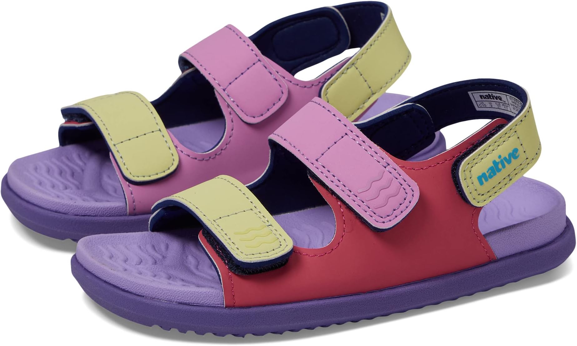 

Сандалии на плоской подошве Frankie Sugarlite Native Shoes Kids, цвет Dazzle Pink/Healing Purple/Haze Purple/Morning Winterberry Strap