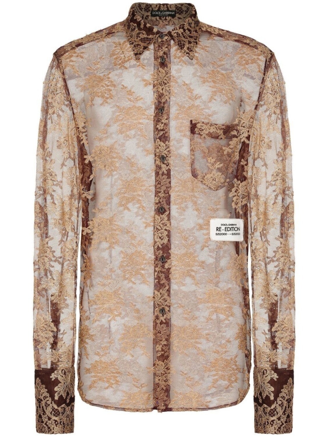 

Dolce & Gabbana полупрозрачная рубашка из цветочного кружева, нейтральный цвет