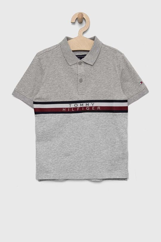 

Детская хлопковая рубашка-поло Tommy Hilfiger, серый