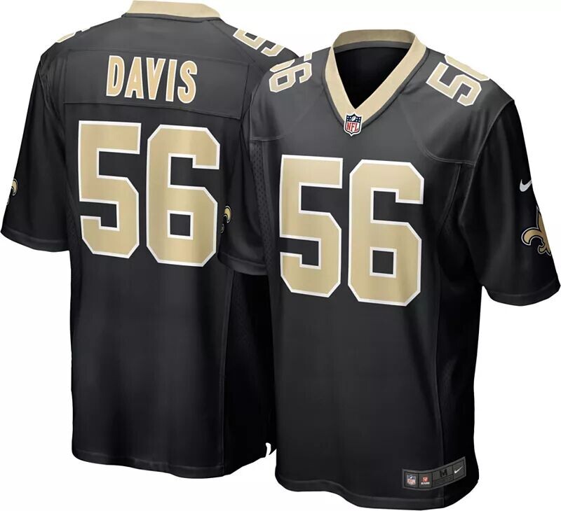 

Мужская домашняя черная игровая майка Nike New Orleans Saints Demario Davis #56