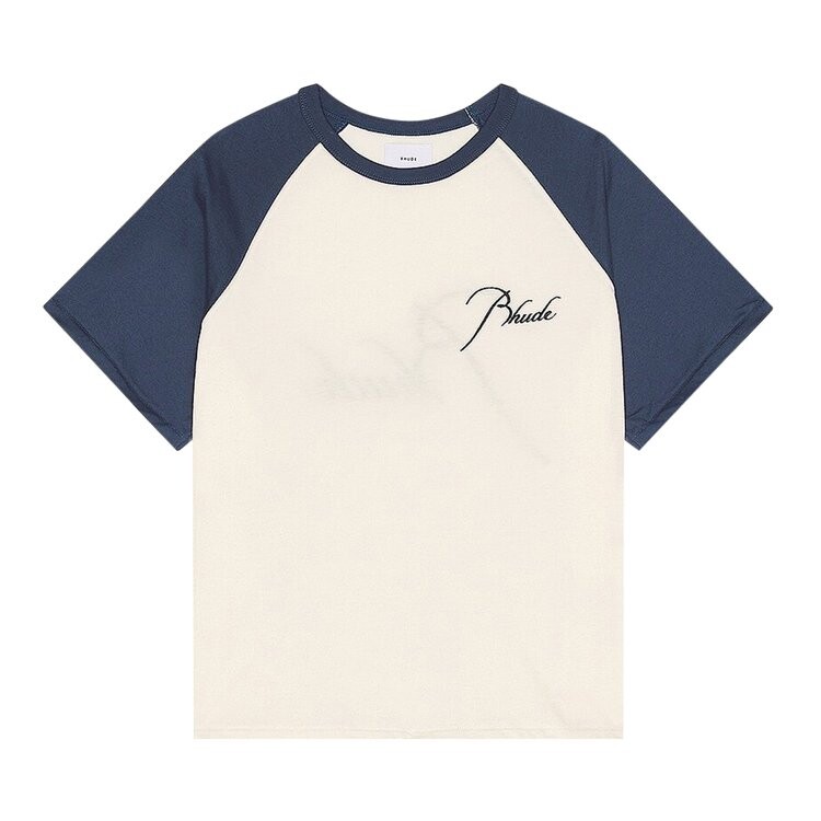 

Футболка Rhude Raglan 'Vintage White/Vintage Midnight Blue', белый