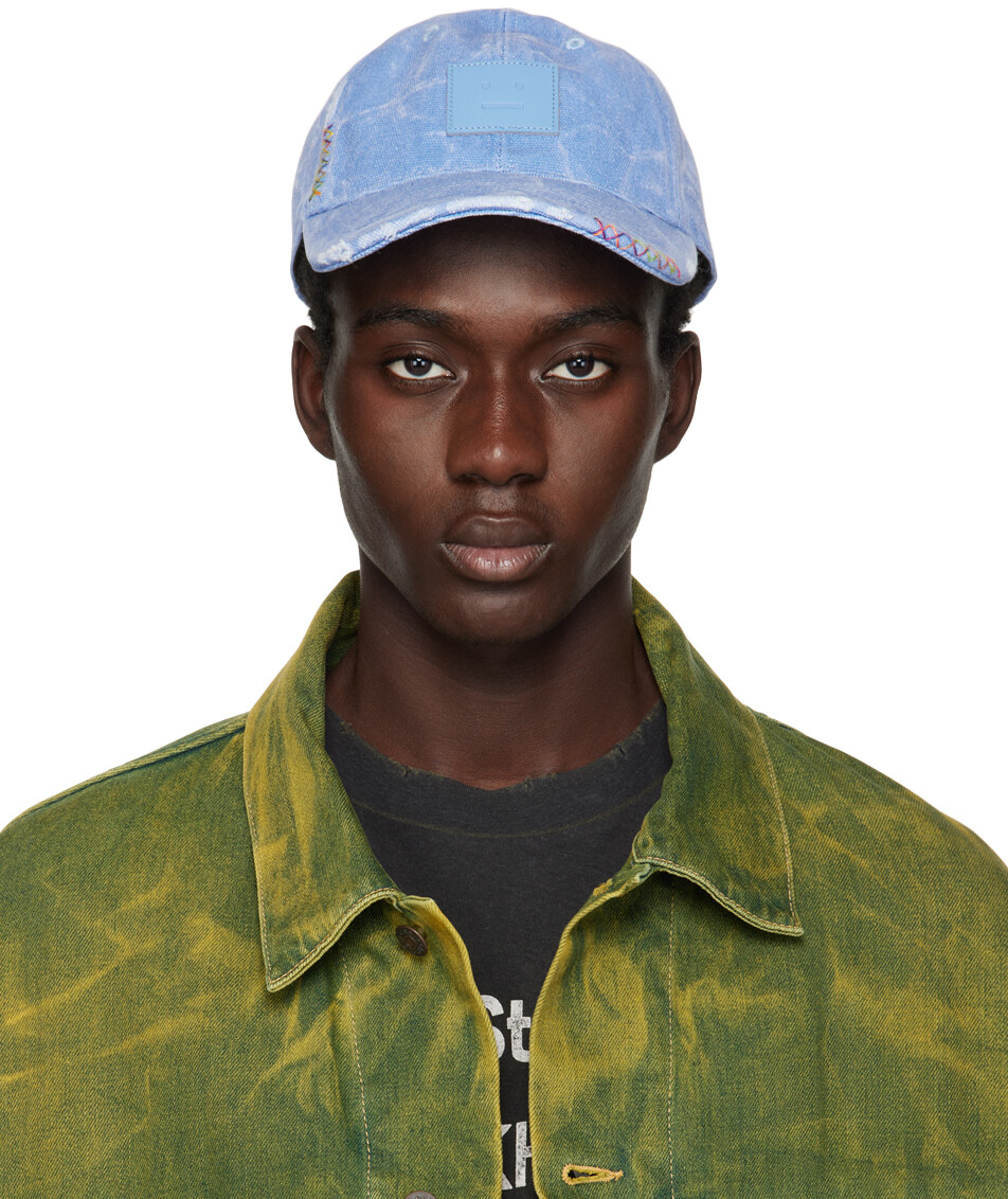 

Синяя кожаная кепка с нашивкой Acne Studios