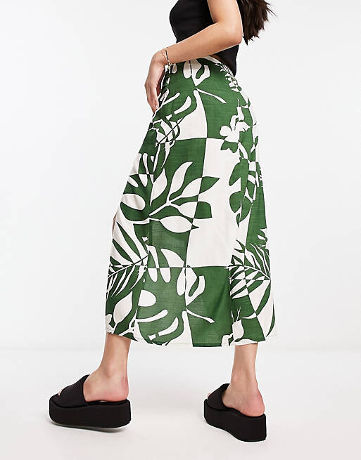 

Зеленая юбка миди со сборками по бокам ASOS DESIGN