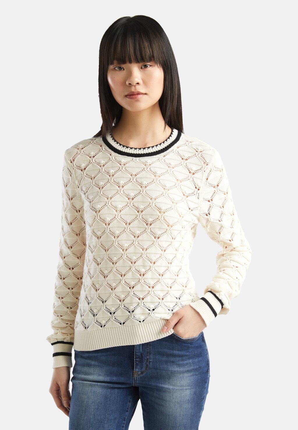

Джемпер вязаный GIROCOLLO CROPPED United Colors of Benetton, цвет white