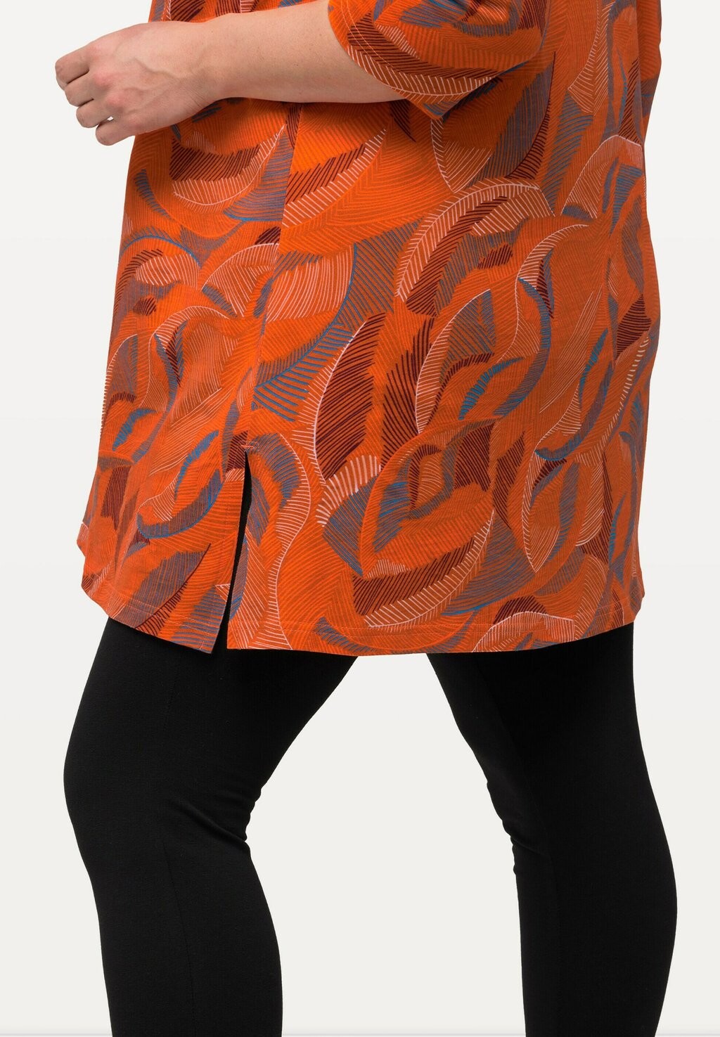 

Топ с длинными рукавами LEAF PRINT SWING SIDE SLIT Ulla Popken, коричневый