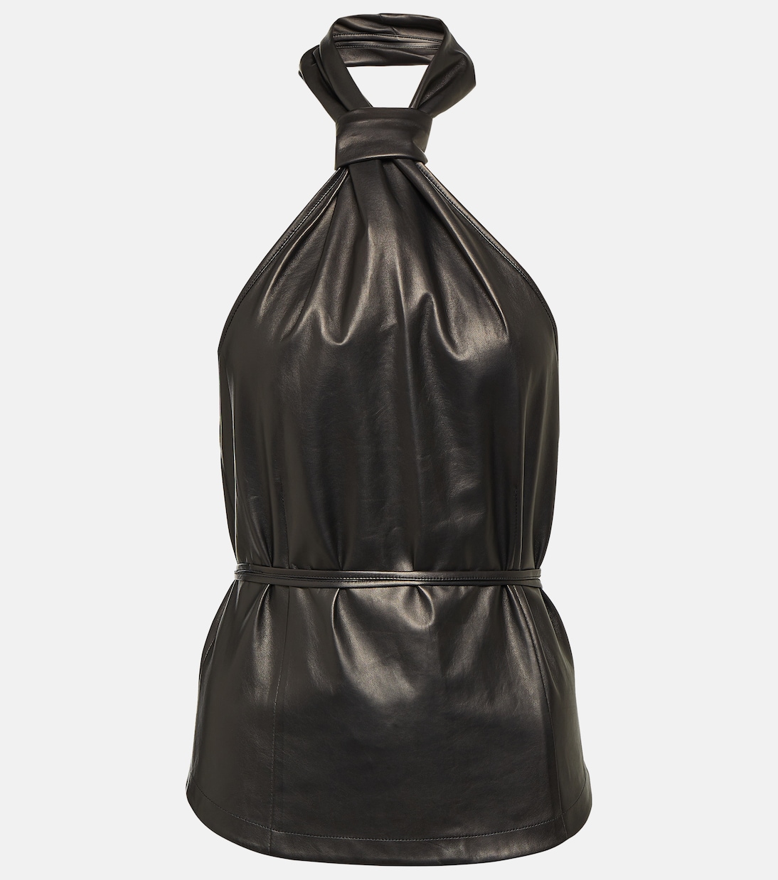 Кожаный топ с воротником халтер Ann Demeulemeester, черный жилет ann demeulemeester удлиненный размер 42 черный