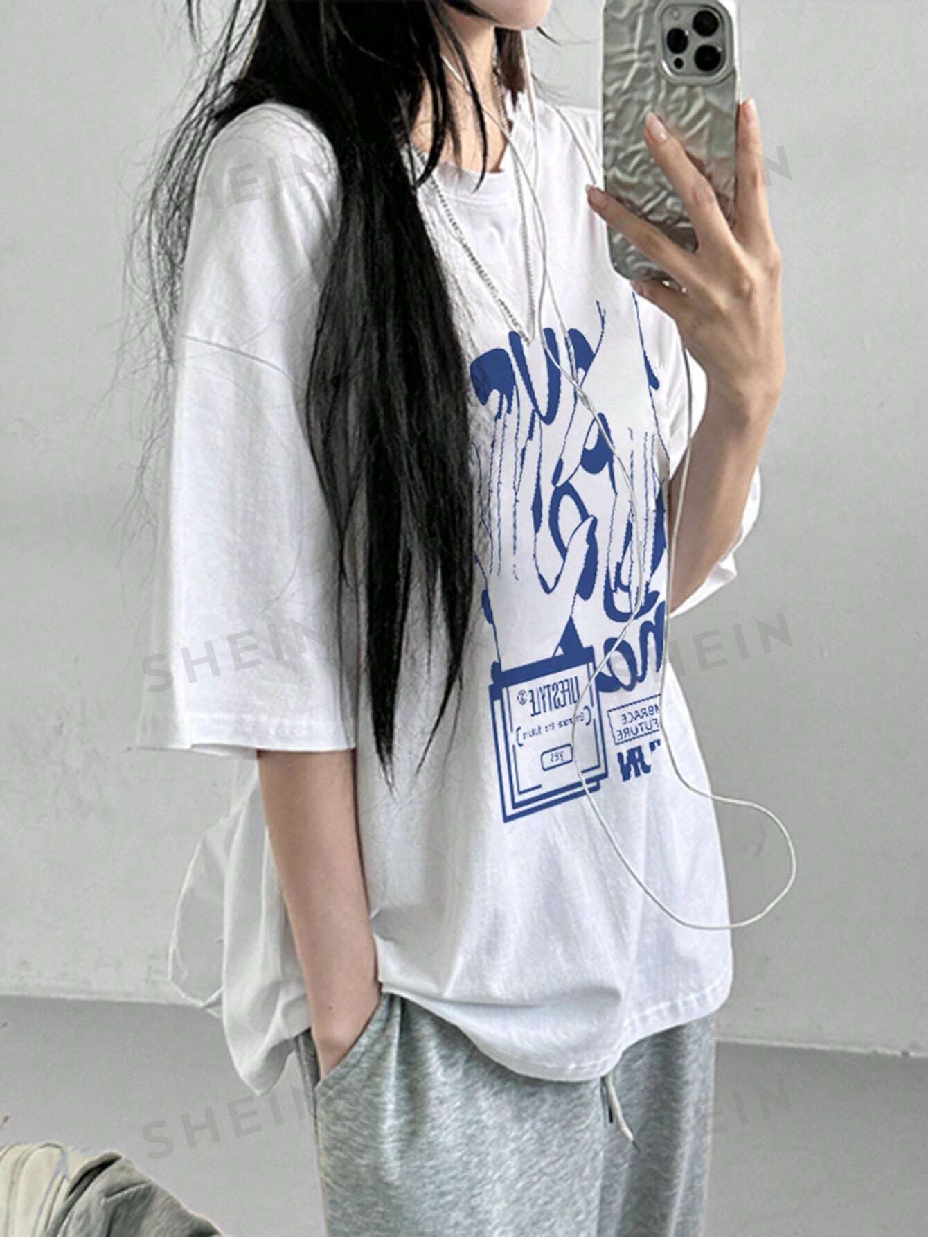 DAZY Женская футболка свободного кроя в уличном стиле с крупным узором, белый женская винтажная футболка с 3d принтом свободная футболка с коротким рукавом пуловер оверсайз в уличном стиле лето