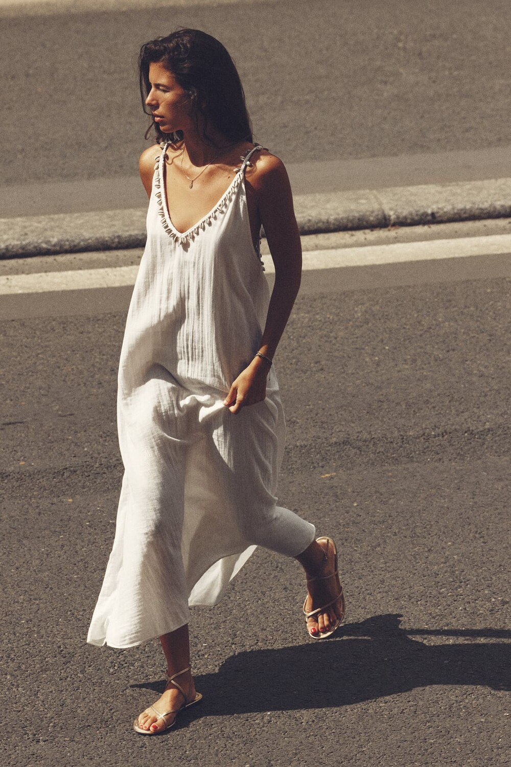 

Платье с ракушками крючком ZARA, белый