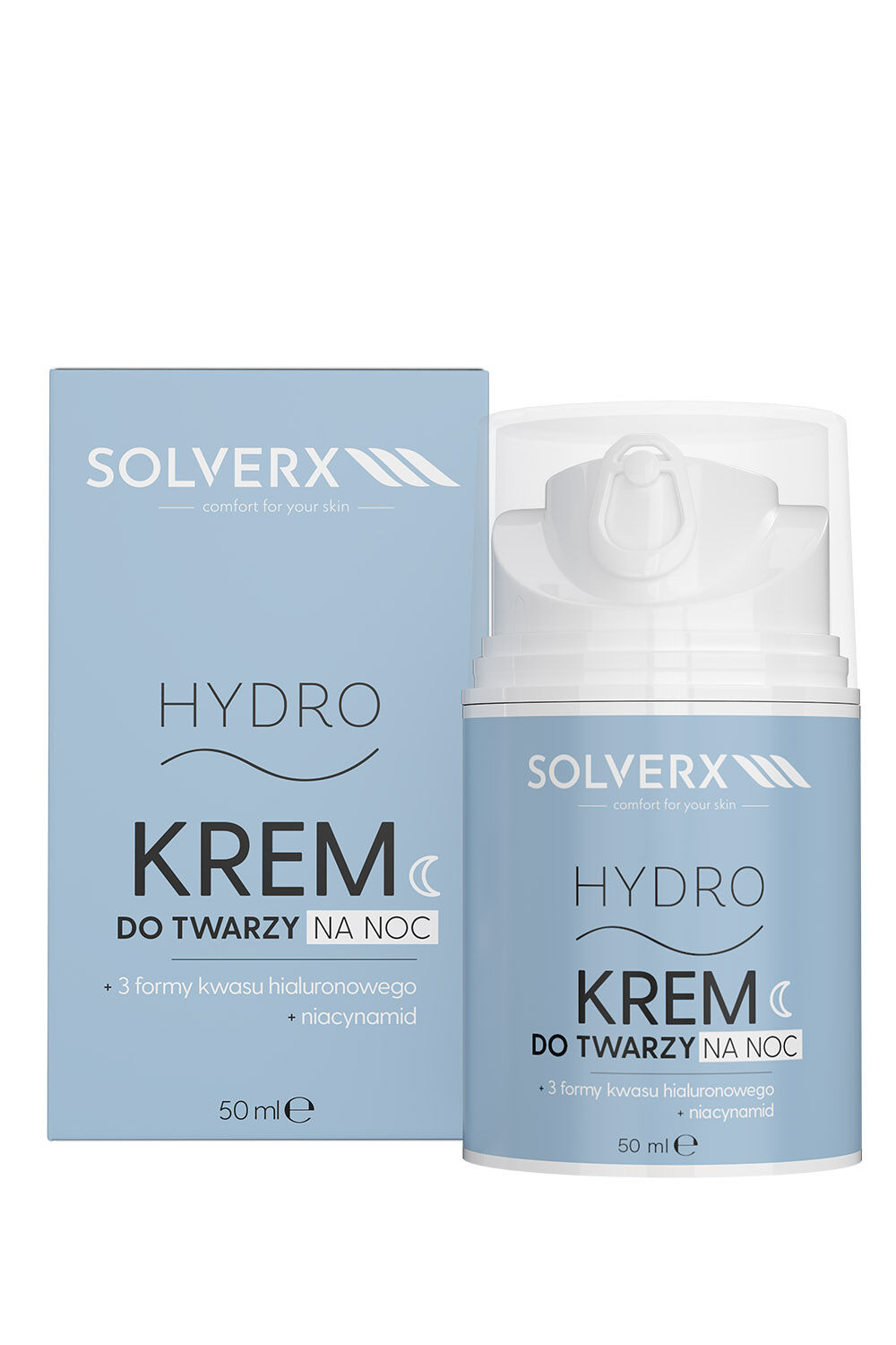 Ночной крем для лица Solverx Hydro, 50 мл