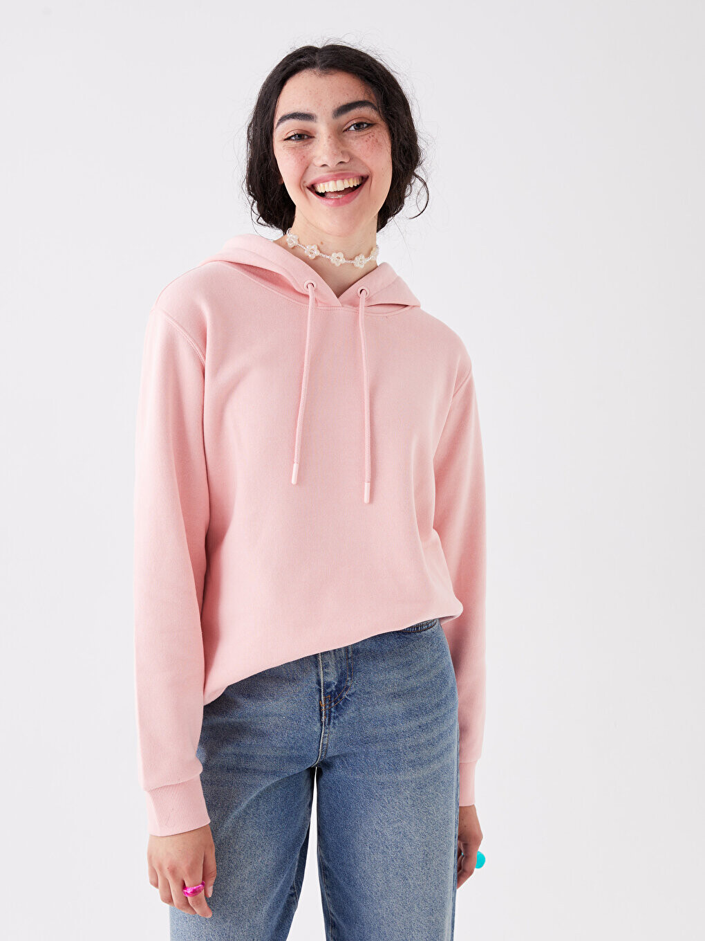 

Однотонная женская толстовка с длинными рукавами LCW Casual, розовый