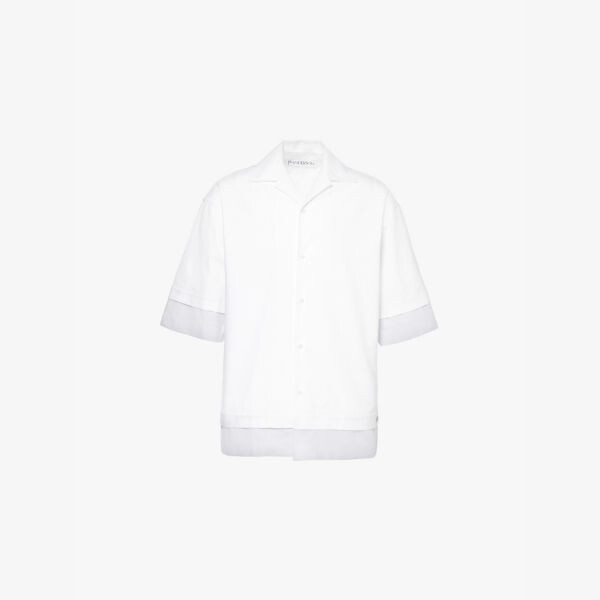 

Двухслойная рубашка из хлопкового поплина с коротким рукавом Jw Anderson, белый