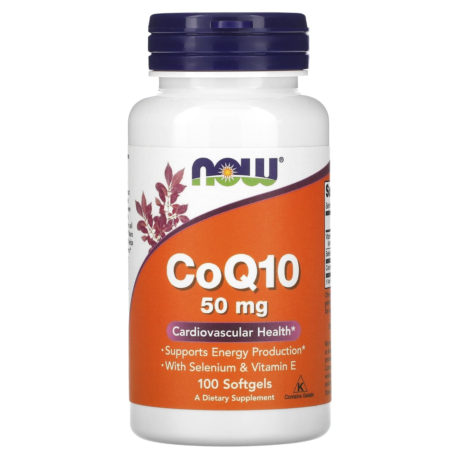 

CoQ10, 50 мг, 100 мягких желатиновых капсул, NOW Foods