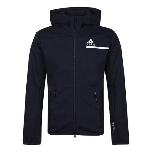 

Куртка adidas Athleisure Casual Sports Knit Hooded Jacket Navy Blue, синий