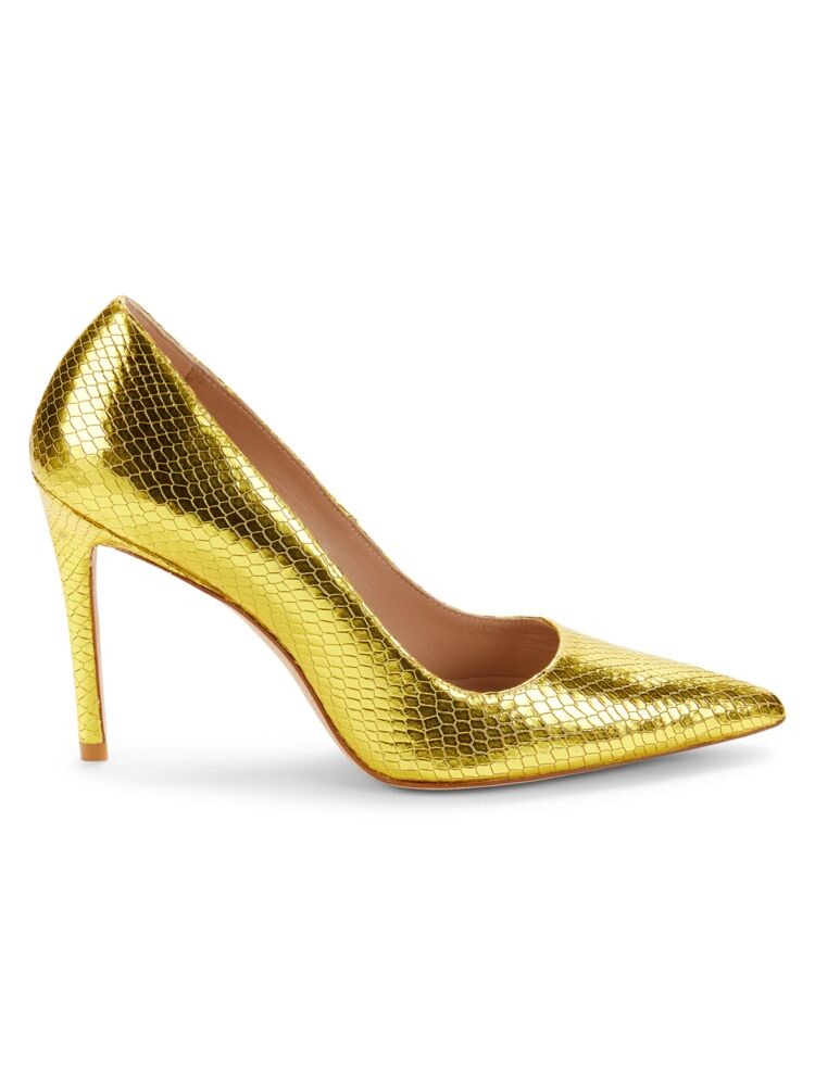 

Туфли со змеиным тиснением Stuart Weitzman, цвет Key Lime