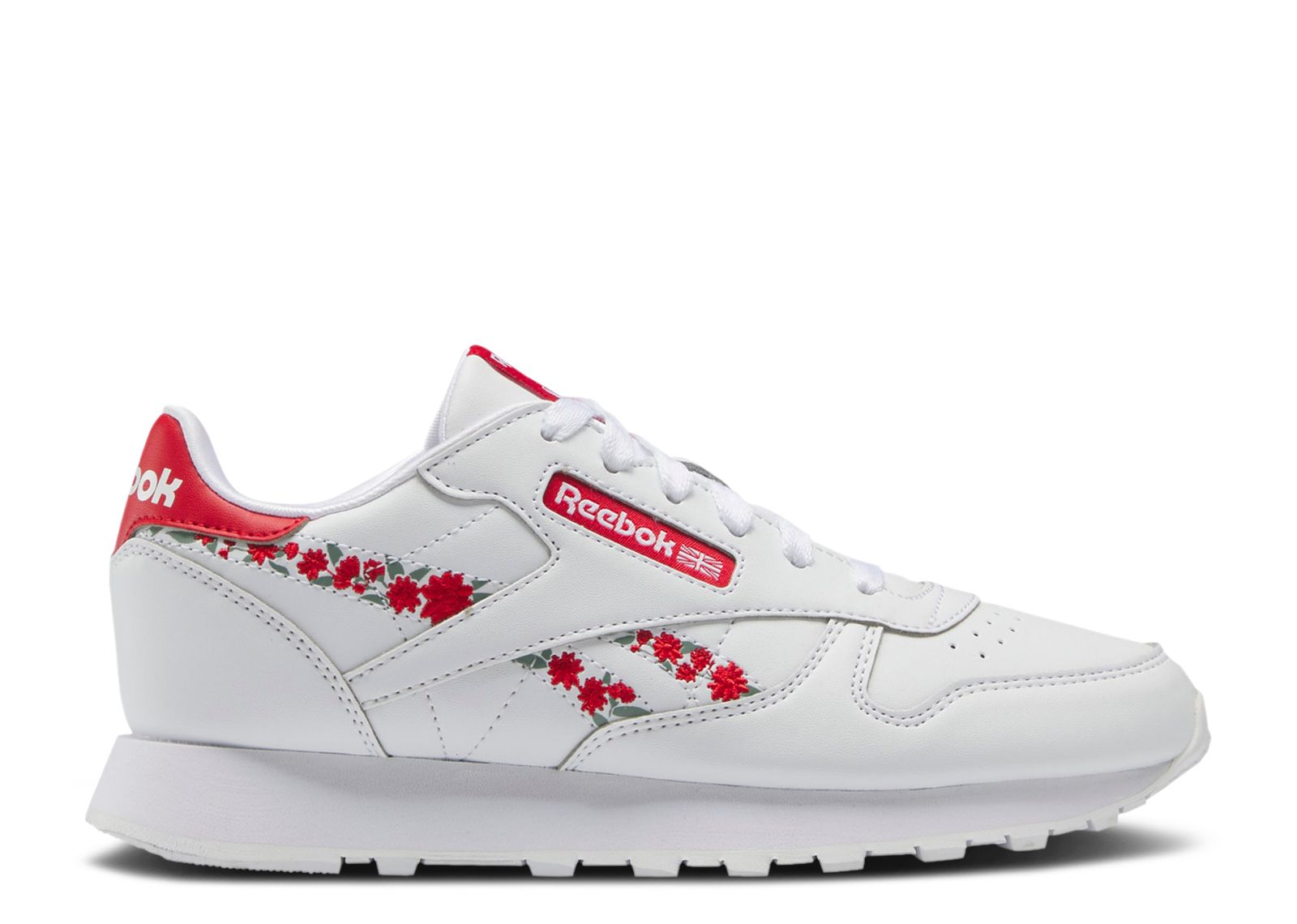 

Кроссовки Reebok Classic Leather Big Kid 'Flower Crowns - White Vector Red', белый