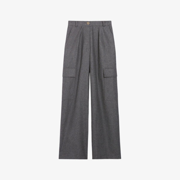 

Свободные широкие брюки средней посадки из смесовой шерсти Claudie Pierlot, цвет noir / gris
