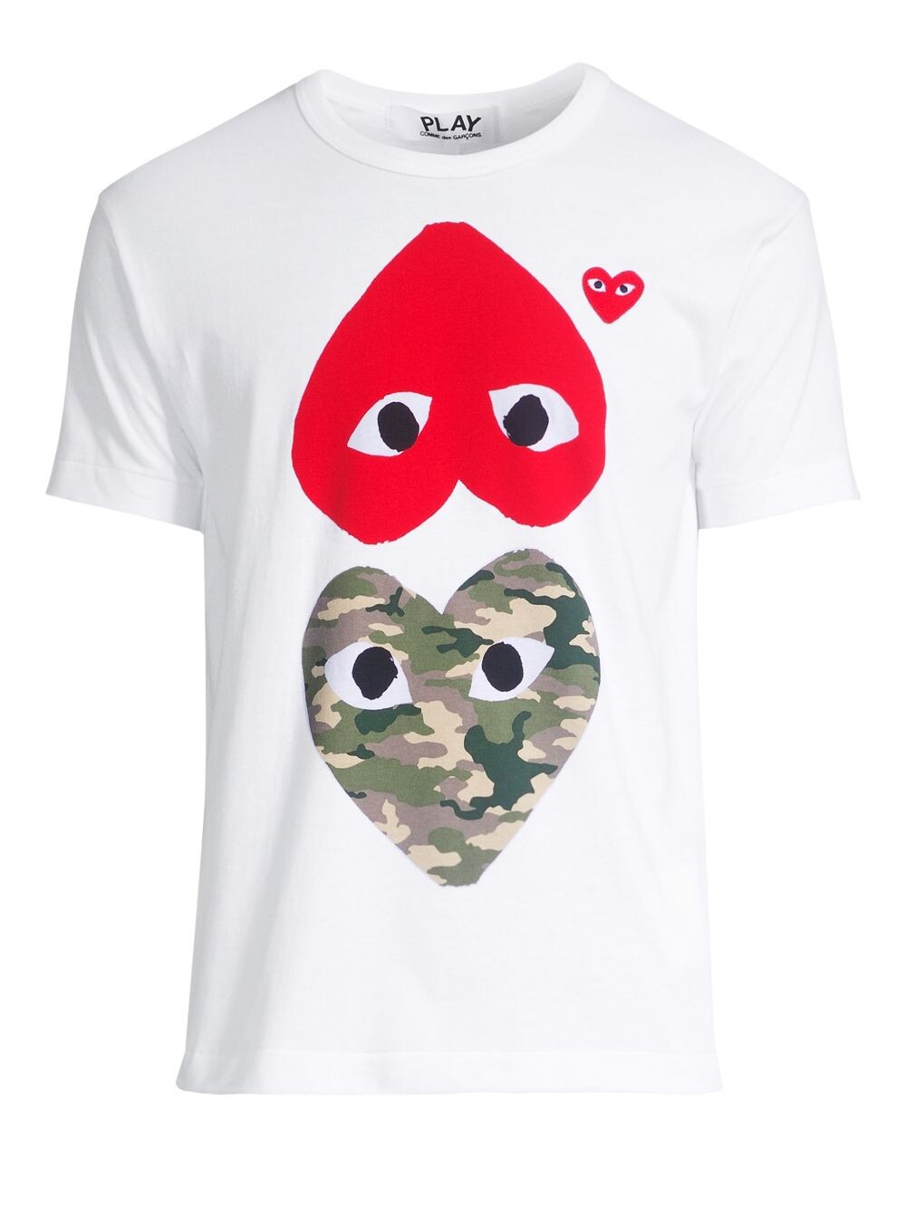 

Камуфляжная хлопковая футболка с двумя сердечками Comme des Garçons PLAY, белый