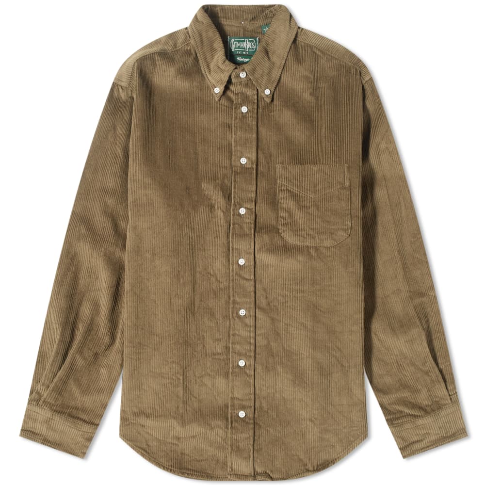 Gitman Vintage Большая вельветовая рубашка на пуговицах, оливковый