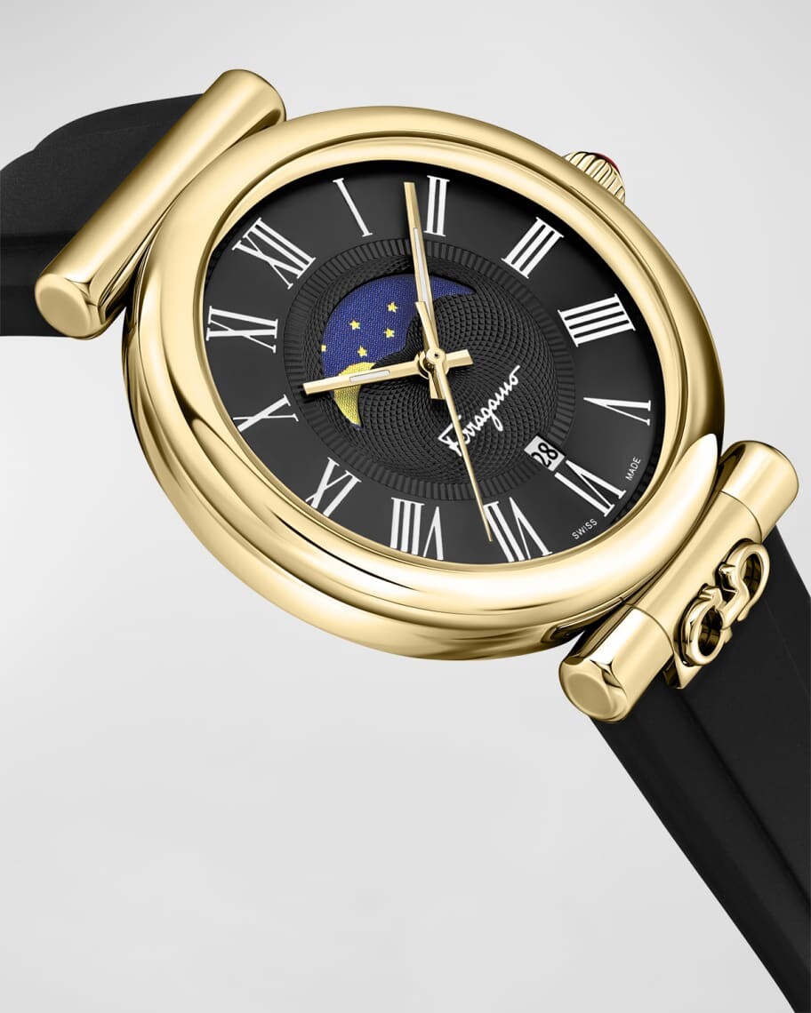 

Часы Ferragamo Ora Moonphase, диаметр 40 мм, желтое золото/черный