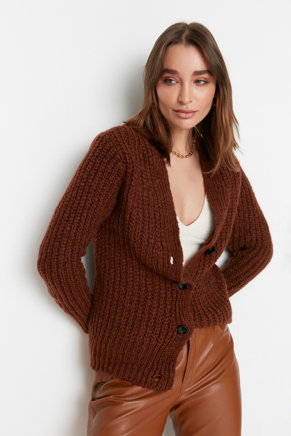 

Кардиган TRENDYOLMİLLA, коричневый