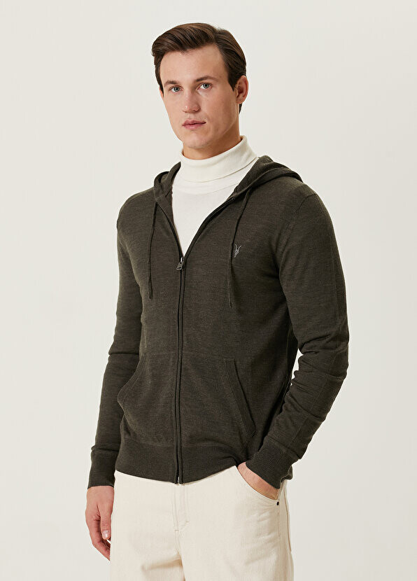 

Трикотажный кардиган цвета хаки с капюшоном mode merino AllSaints