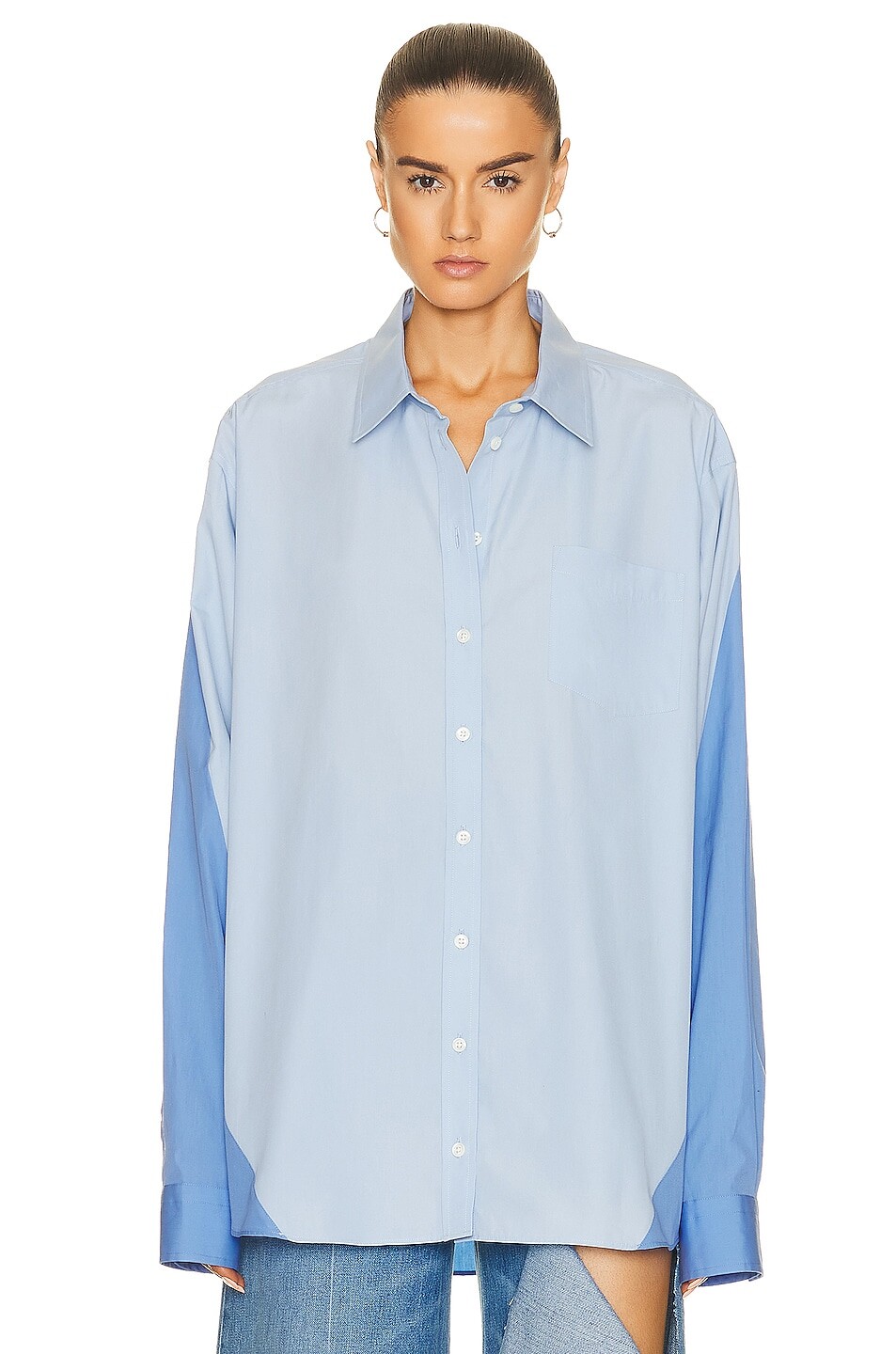 

Рубашка Peter Do Combo Twisted Oversized, цвет Light Blue & Medium Blue