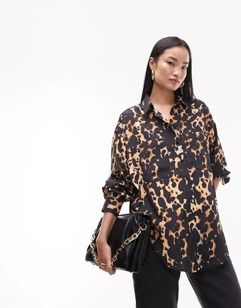 

Разноцветная рубашка с животным принтом Topshop
