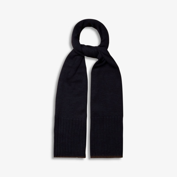 Полосатый шерстяной шарф Eton, темно-синий