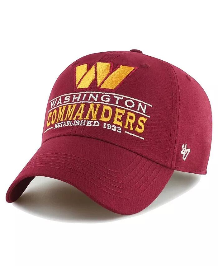 

Мужская регулируемая кепка Washington Commanders Vernon Clean Up бордового цвета '47 Brand, черный