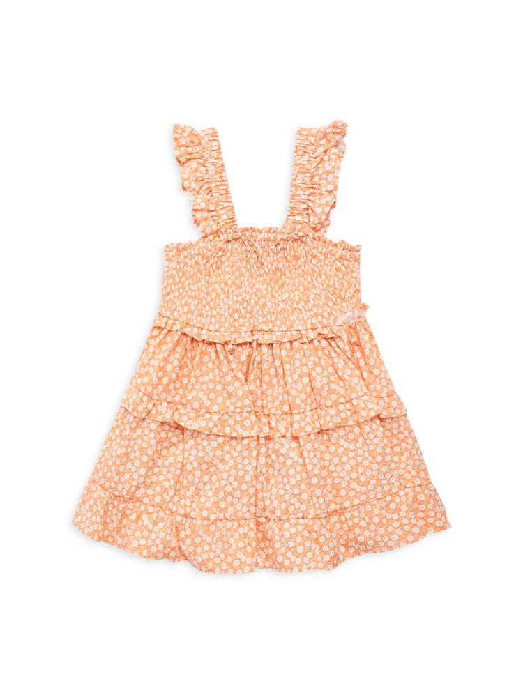Платье со сборками для маленькой девочки Andy & Evan, оранжевый