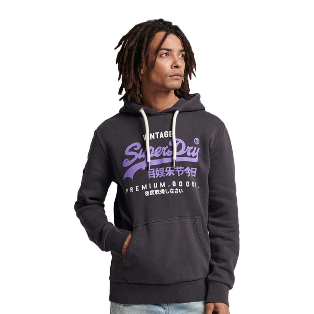 

Худи Superdry Vintage Logo Prem Good Overdyed, черный