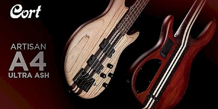 

Басс гитара Cort A4ULTRAENB Artisan Series A4 Ultra Ash Top Mahogany Body 4-String Electric Bass Guitar w/Hard Case