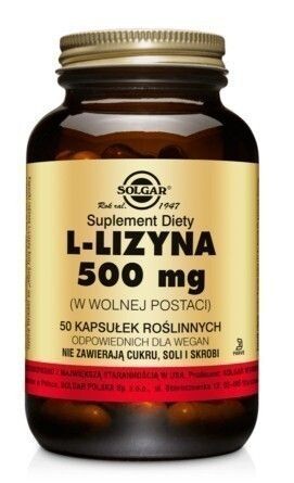 

Набор аминокислот в капсулах Solgar L-Lizyna 500 mg, 50 шт