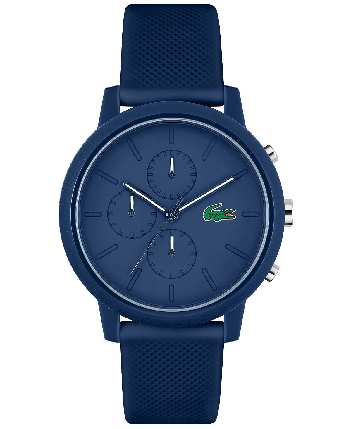 

Мужчины. L 12.12. Часы Chrono, темно-синий силиконовый ремешок, 43 мм Lacoste