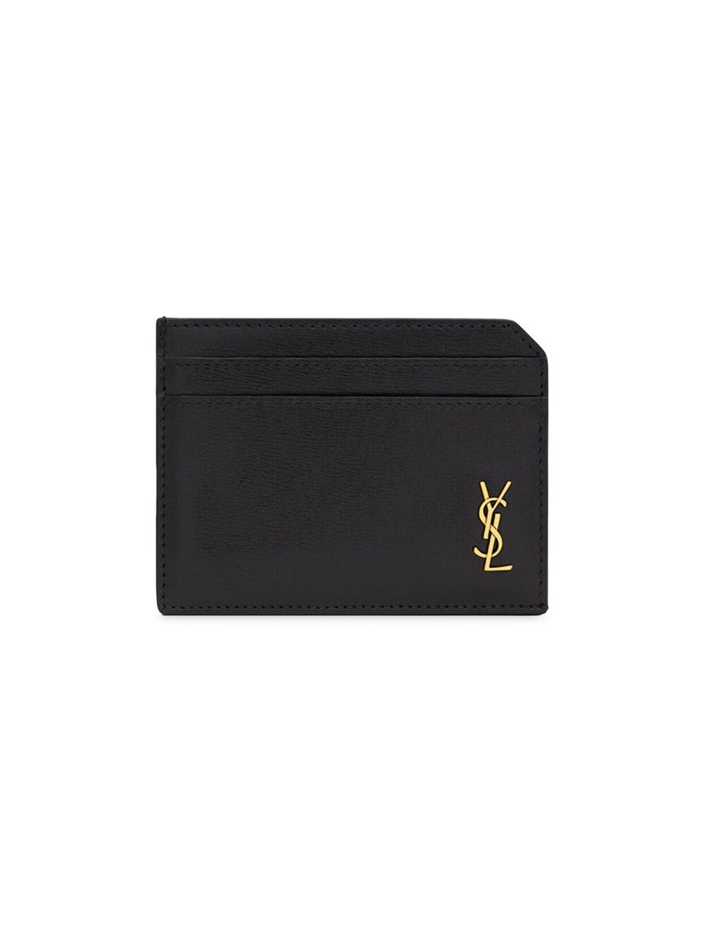 

Открытая визитница Tiny Cassandre из блестящей кожи Saint Laurent, черный