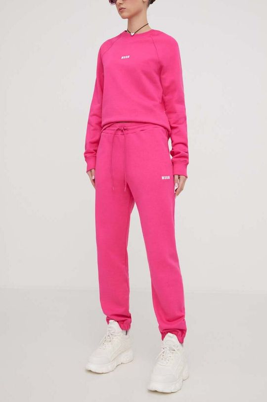 цена Хлопковые спортивные штаны MSGM, розовый